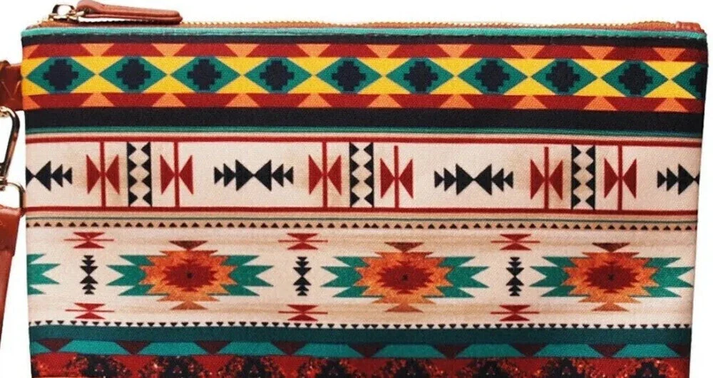 Aztec Print Clutch Wristlet